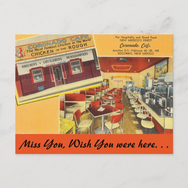 New Mexico, Coronado Cafe, Socorro Postcard (Front)