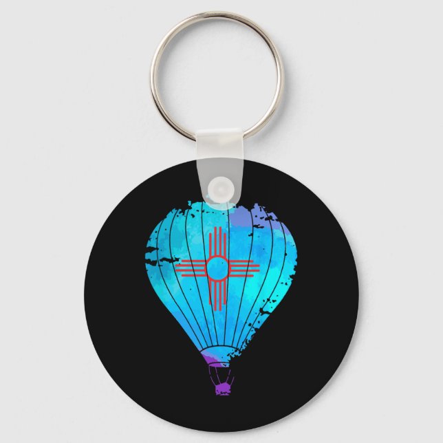 New Mexico Festival Hot Air Balloon Zia Gift  Keychain (Front)