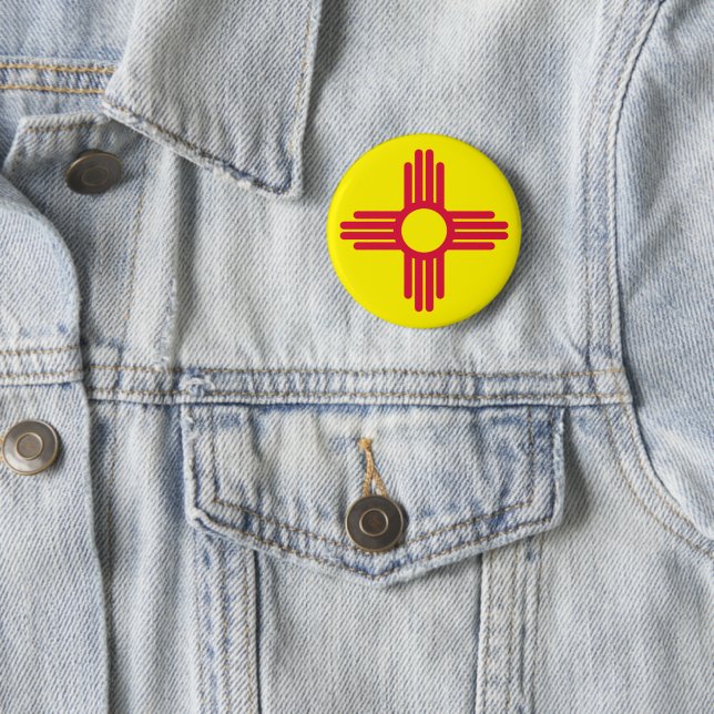New Mexico flag 2 Inch Round Button (In Situ)