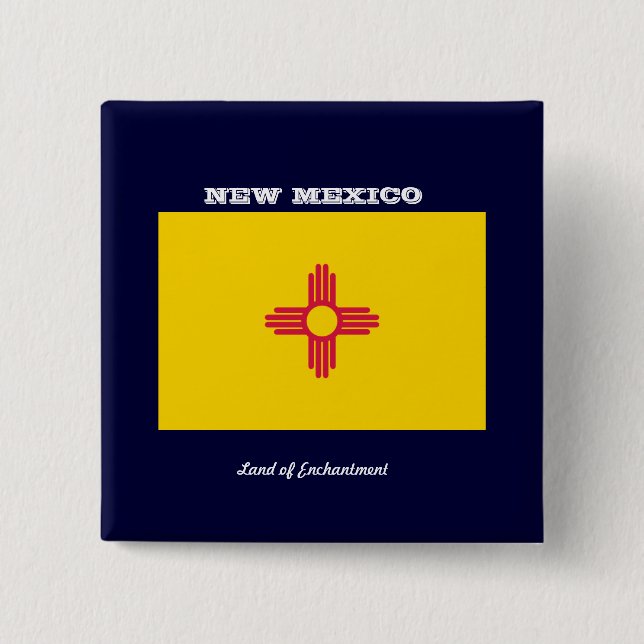 New Mexico Flag 2 Inch Square Button (Front)