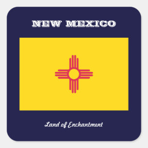 NEW MEXICO FLAG AND SLOGAN SQUARE STICKER