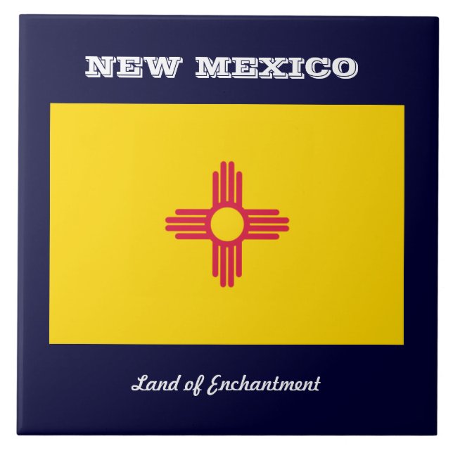 New Mexico, flag and slogan Tile (Front)