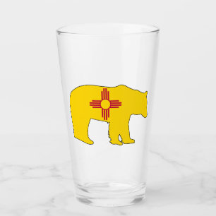 New Mexico Flag Bear Glass