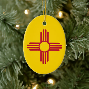 New Mexico Flag Ceramic Ornament
