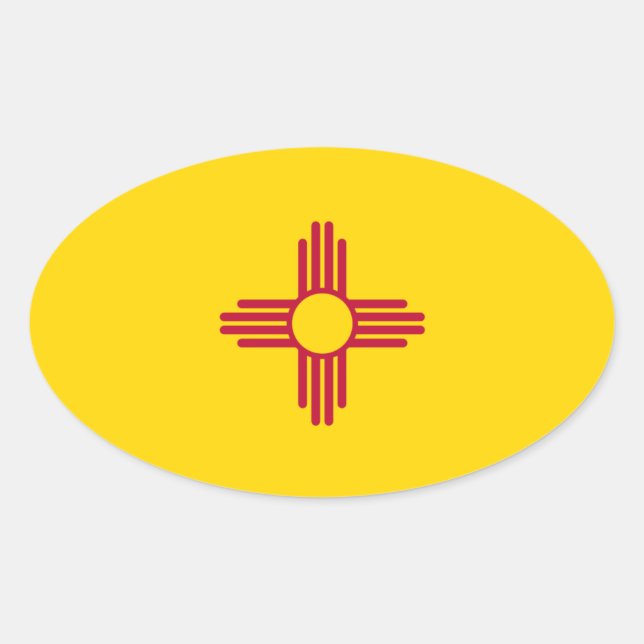 New Mexico* Flag Euro-style Oval Sticker (Front)