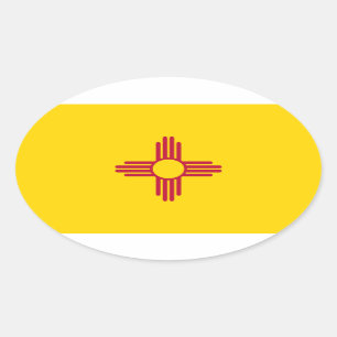 New Mexico* Flag Euro-style Oval Sticker