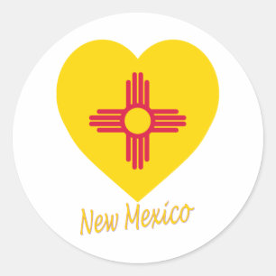 New Mexico Flag Heart Classic Round Sticker