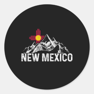New Mexico Flag Mountains Pride New Mexican Classic Round Sticker
