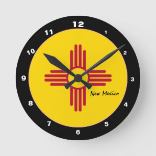 New Mexico Flag & New Mexico fashion /design USA Round Clock