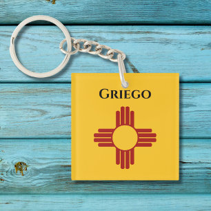 New Mexico flag with Zia symbol Keychain