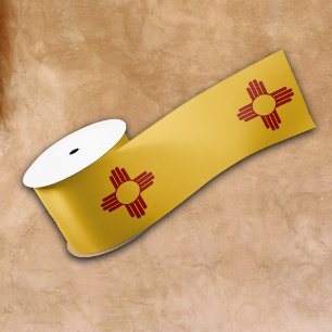New Mexico flag with Zia symbol Satin Ribbon