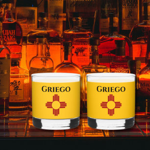 New Mexico flag with Zia symbol Whiskey Glass