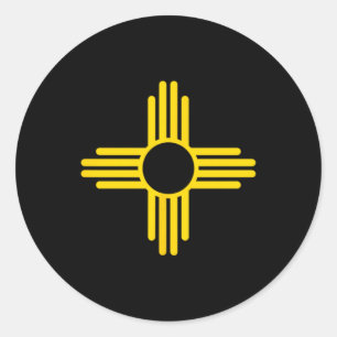 New Mexico Flag Yellow Zia Sun Symbol Classic Round Sticker