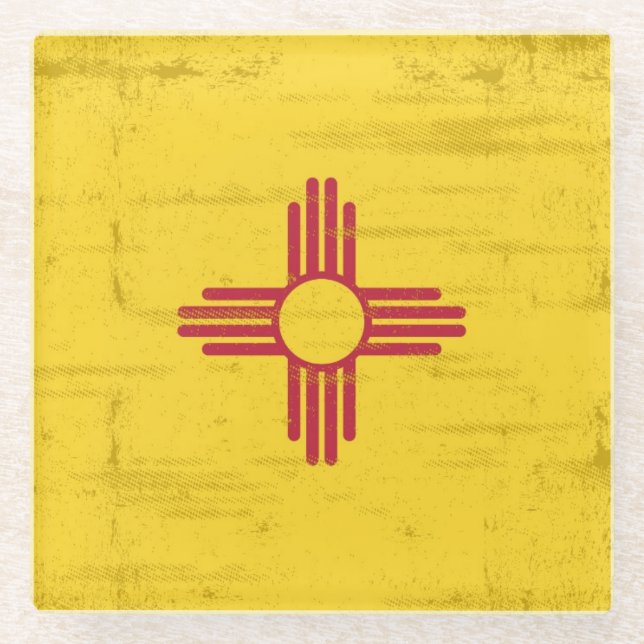 New Mexico grunge Flag. Flag of New Mexico with Glass Coaster (Front)