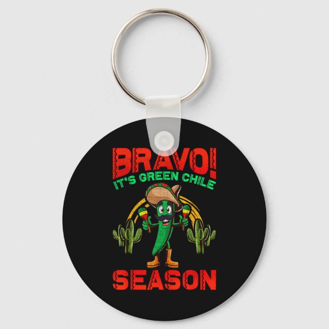 New Mexico Hatch Chile Season Mexican Green Chili  Keychain (Front)