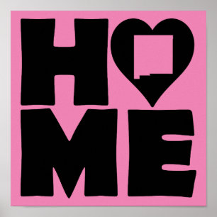 New Mexico Home Heart State Poster Sign