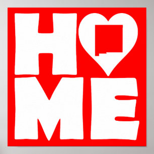 New Mexico Home Heart State Poster Sign