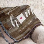 New Mexico Home State Personalized Rustic Throw Blanket<br><div class="desc">Show some home state pride with this cute rustic faux wood plank throw blanket featuring "home" in white calligraphy script lettering with a silhouette map of the state of New Mexico standing in for the letter "O." A pink heart illustration inside the state map completes the design; you can change...</div>