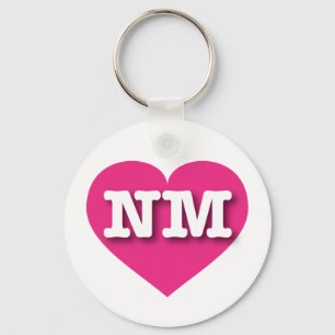 New Mexico Hot Pink Heart - I love NM Keychain