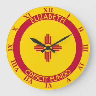 New Mexico Land Of Enchantment Personalized Flag Large Clock