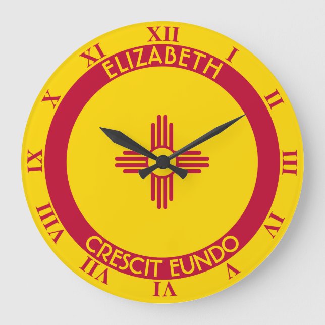 New Mexico Land Of Enchantment Personalized Flag Large Clock (Front)