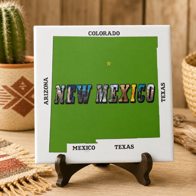 New Mexico Map Outline Photo Text Tile (New Mexico Map Outline Photo Text Tile)