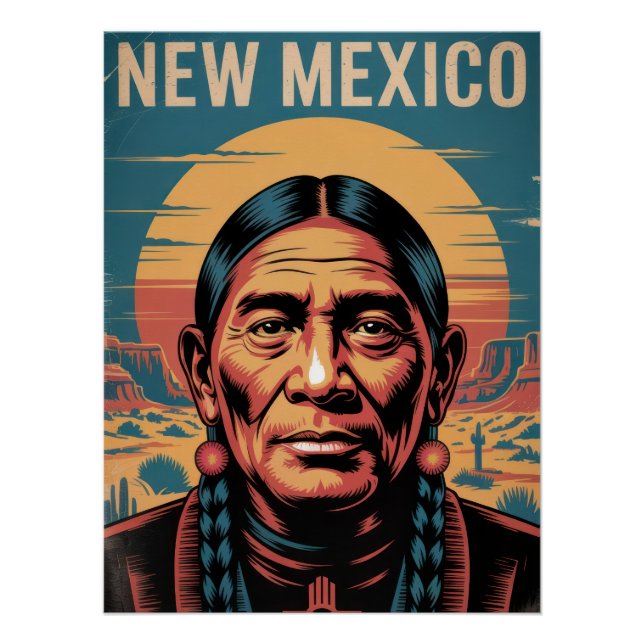 New Mexico Native Symbol Desert Sunset Poster (Front)