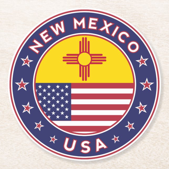 New Mexico, New Mexico sticker, phone case Round Paper Coaster (Front)