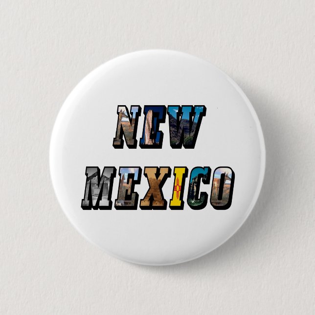 New Mexico Picture Text 2 Inch Round Button (Front)