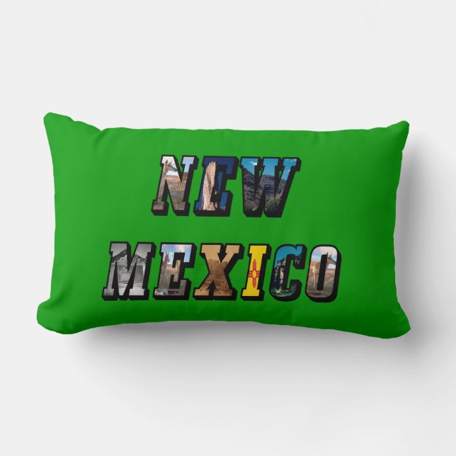 New Mexico Picture Text Lumbar Pillow (Front)