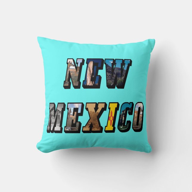 New Mexico Picture Text Throw Pillow (Front)