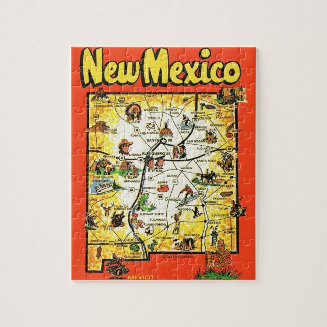 New Mexico Postcard Map Jigsaw Puzzle (Vertical)