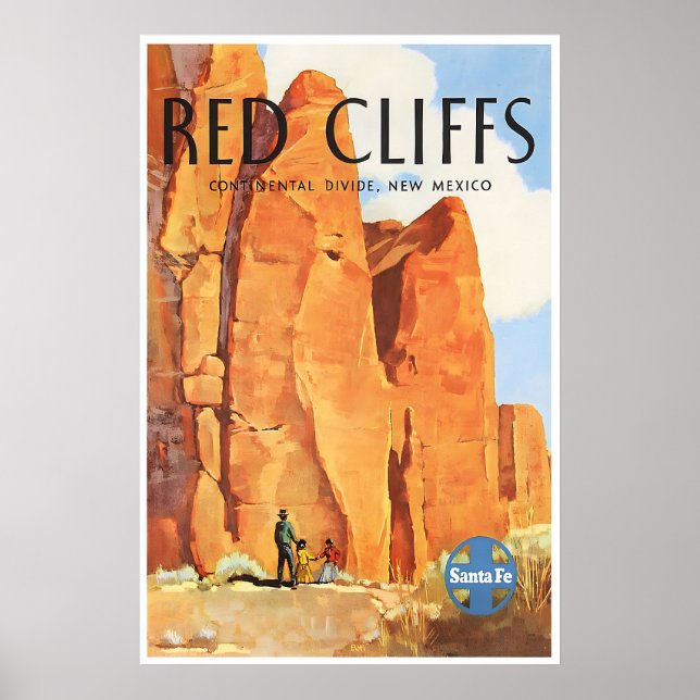 New Mexico Poster Red Cliffs Print Santa Fe (Front)