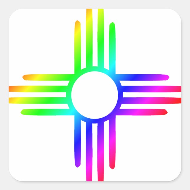 New Mexico Rainbow Zia Symbol Square Sticker (Front)