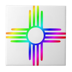 New Mexico Rainbow Zia Symbol Tile