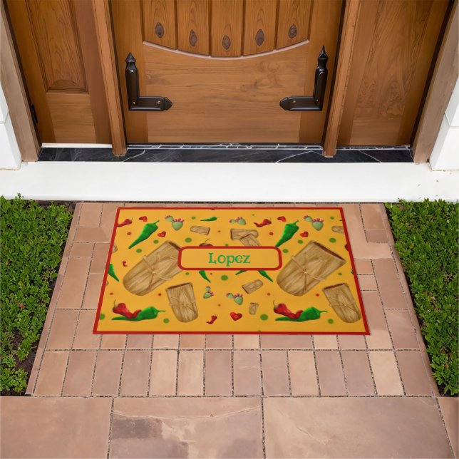 New Mexico Red & Green chile Tamales Zia Nopales Doormat (Outdoor)
