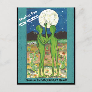 New Mexico Roswell Aliens Fun Designer Postcard