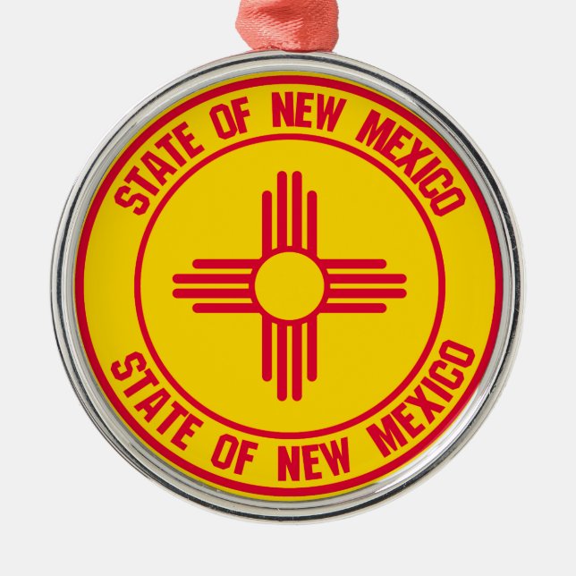 New Mexico Round Emblem Metal Ornament (Front)