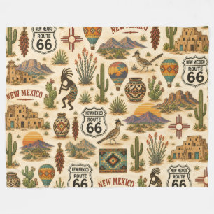 New Mexico Route 66 Cozy Mesa Fleece Blanket