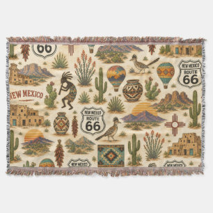 New Mexico Route 66 Desert Drift Throw Blanket