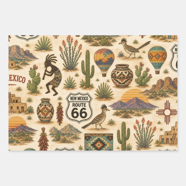 New Mexico Route 66 Desert Wrap Wrapping Paper Sheet (Front 3)