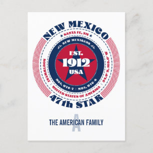 New Mexico, Santa Fe, NM, Patriotic, Monogram Postcard