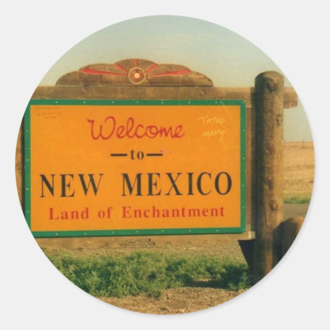 New Mexico Sign Classic Round Sticker (Front)