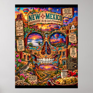 New Mexico Skull Art Print State of Mind