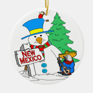 New Mexico Snowman Ceramic Ornament