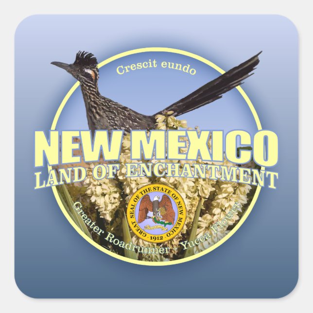 New Mexico State Bird & Flower Square Sticker (Front)