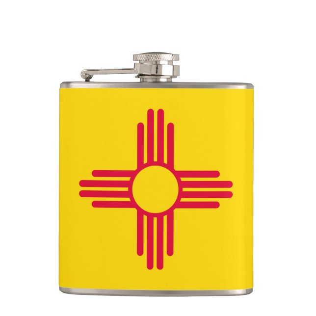 New Mexico State Flag Design Hip Flask (Front)