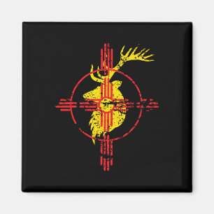 New Mexico State Flag Elk Hunting Zia Symbol Desig Magnet