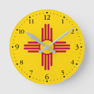 New Mexico State Flag Round Clock