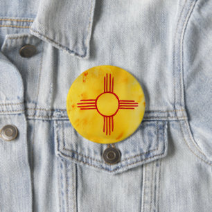 New Mexico State Flag Watercolor 3 Inch Round Button